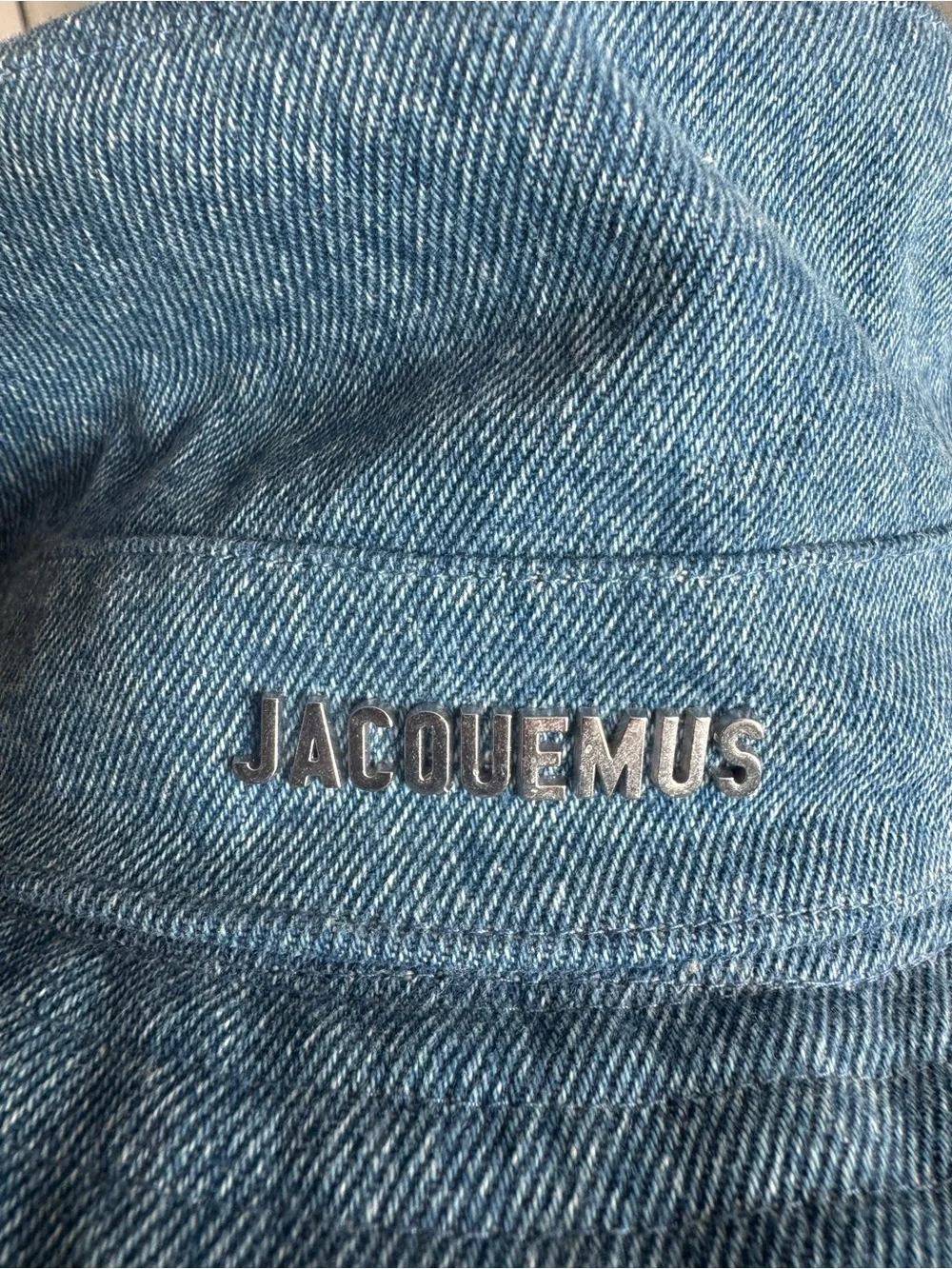 Jacquemus Light Blue Denim Bucket Hat with Silver Logo